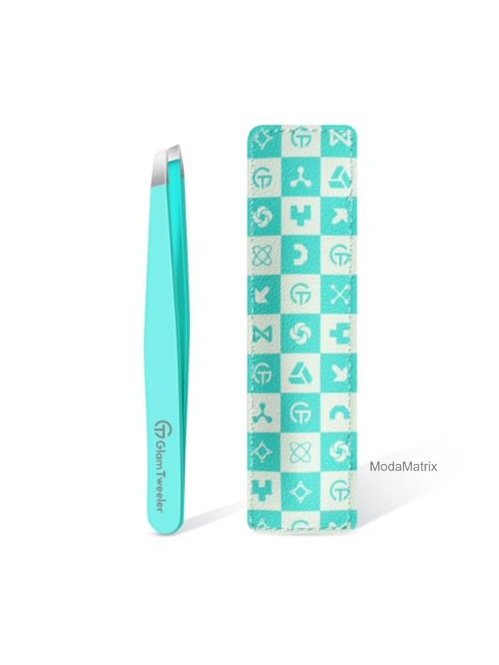 Slant Tip Tweezers Stainless Steel Full Size 3.75 in with Travel Case